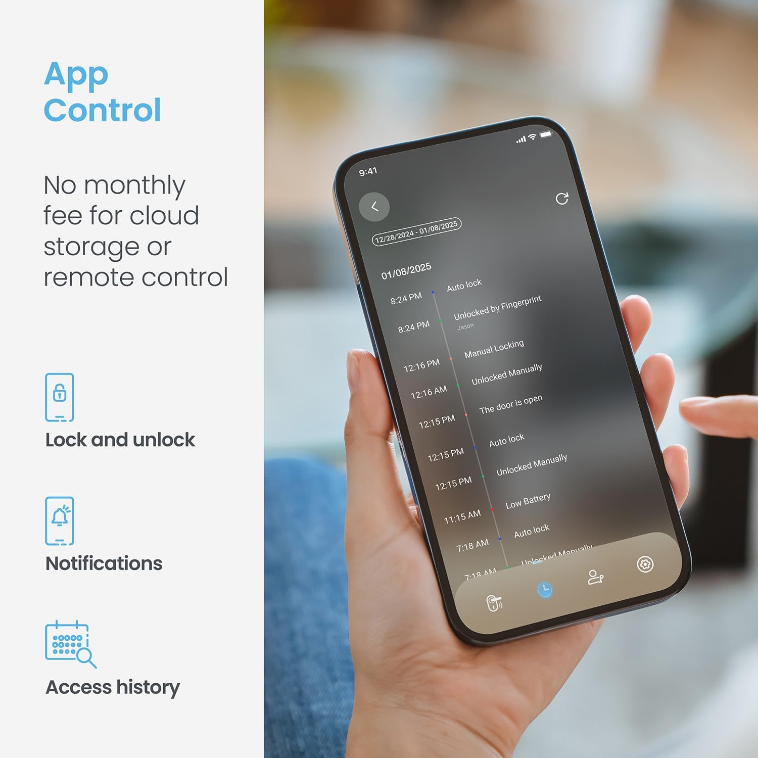 Smartphone screen showing the Lockly app interface for controlling the smart lock.