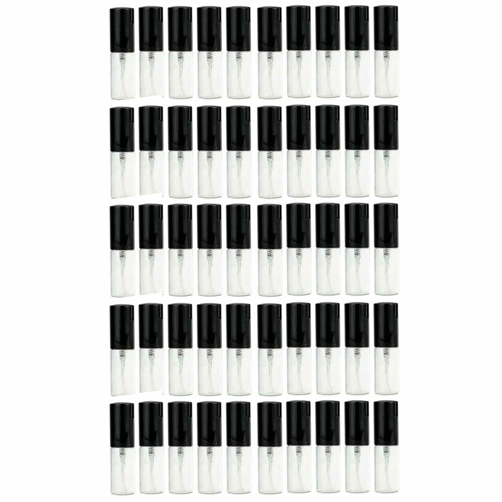 Set di mini flaconi spray per profumo in vetro trasparente, ricaricabili, 5 ml, per viaggi, vita quotidiana, 50 pezzi (vetro nero da 5 ml)