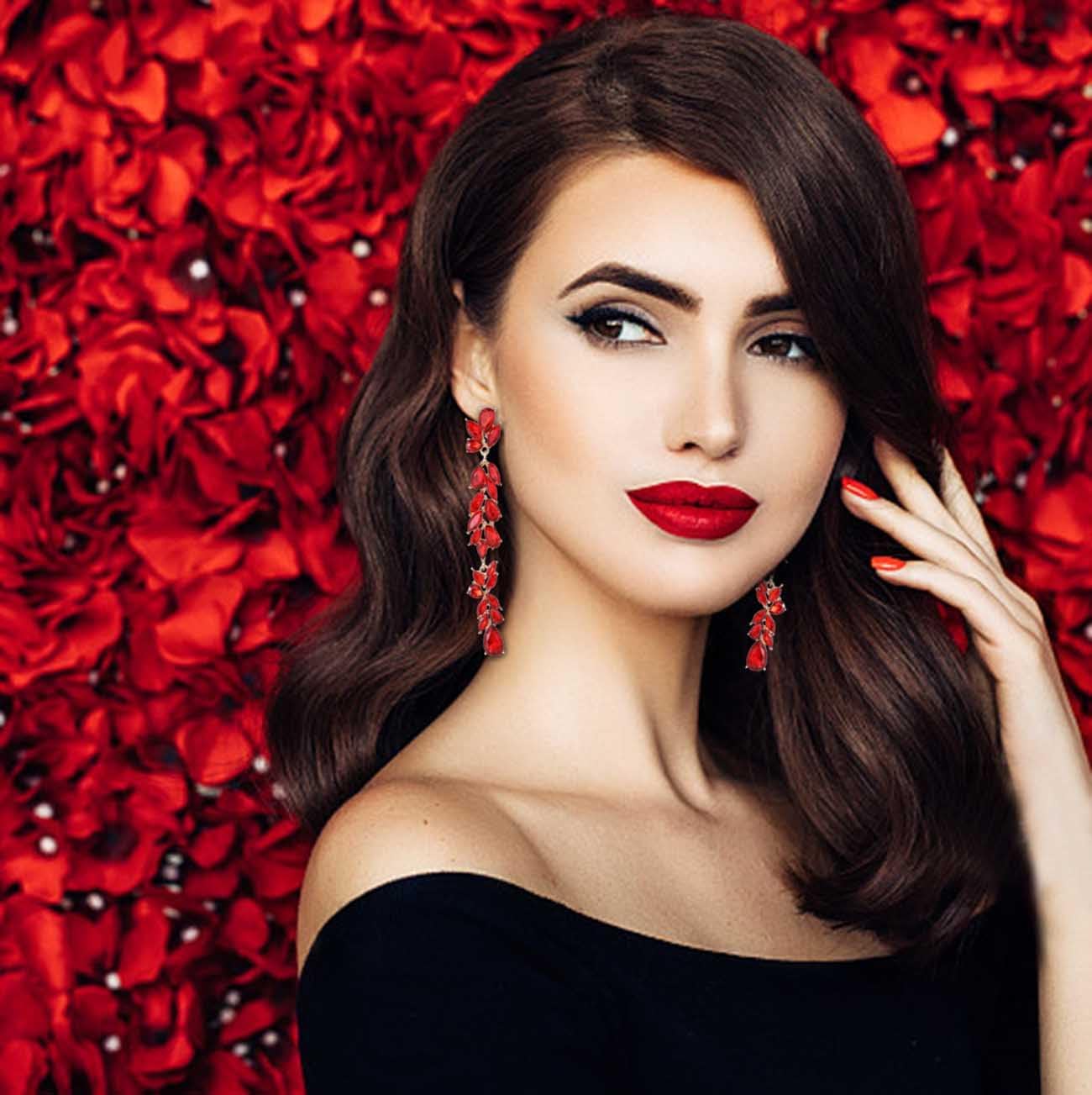 Long Rhinestone Dangle Earrings Sparkly Crystal Teardrop Dangling Earrings for Women Wedding Brides Prom Jewelry - Image 2