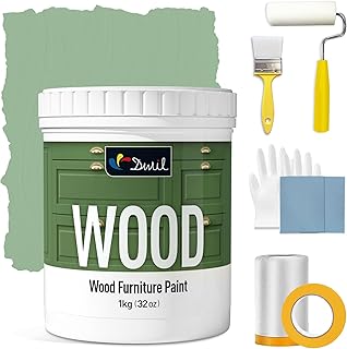 DWIL Matte Finish Furniture Paint - 32 Oz Wood Paint for Cabinets, Doors, Tables, and Dressers Refinishing - Water-Based, Non-Toxic & Odorless, Easy to Apply(French Light Green)-With Tools