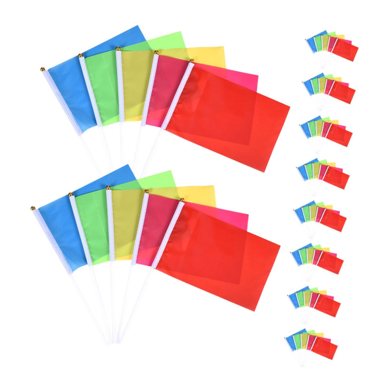 BESPORTBLE 50pcs Handheld Flags for Events Celebrations Sports Small Flags with Bright Hues for Easy Waving for Parties and Competitions