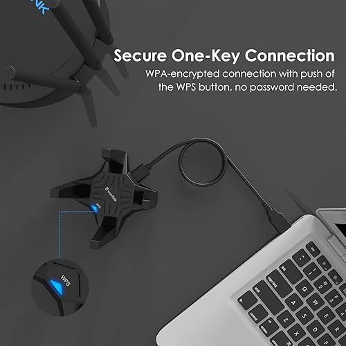 Miniatura 4 de WAVLINK Adaptador WiFi USB 3.0, adaptador de red inalámbrico AC1900 para PC de escritorio, doble banda 5G1300Mbps+2.4G600Mbps con antenas de alta