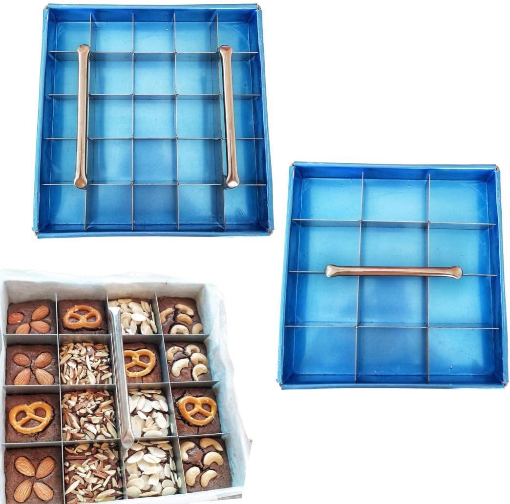 Brownie Cutter Stainless 100% Heavy duty Baking Pan with Slicer size 9x9 9,12,16,25 Pieces Ensures Perfect Crispy Edges baking pan Bakeware for Oven Baking Bakeware Cake portion cutter (9x9 12 Pcs)