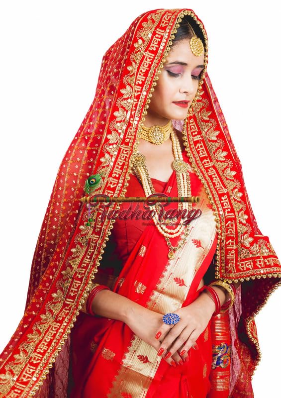 Red Viscose Dupatta 2.25 Meter Bridal Wedding Dupatta Lightweight Fabric-image-25