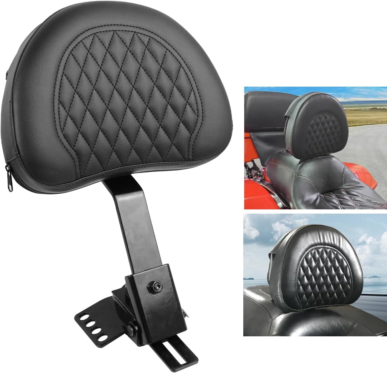 Motorcycle Adjustable Plug-in Driver Backrest Compatible with for Harley Touring Models Road King Street Glide Road Glide Electra Glide 1997-2024 Rider Backrest