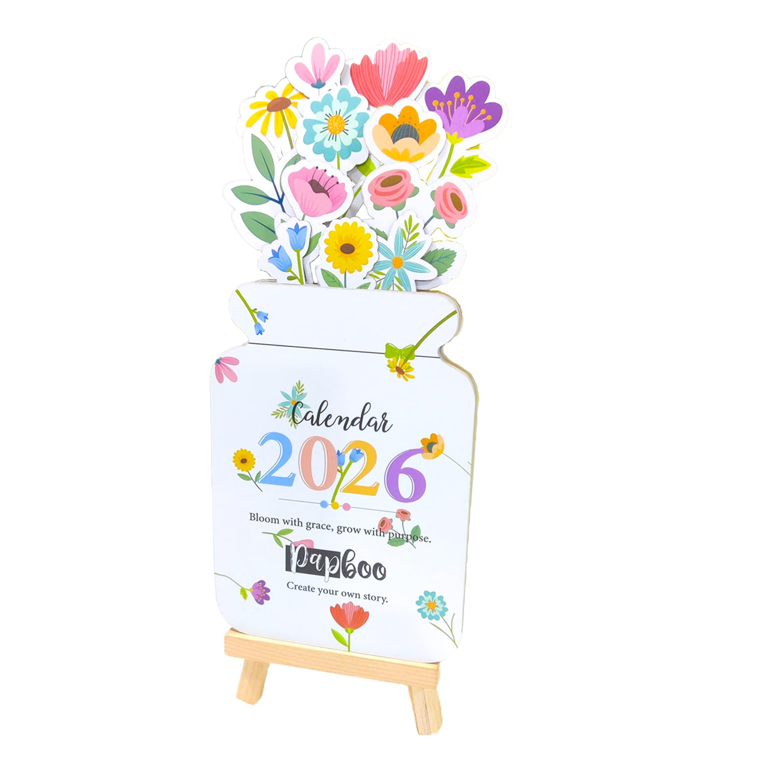 Papboo 2026 12 Months Desk Calendar with Multipurpose Wooden Stand 300 GSM, Best for new year Gifting (Floral Theme)-picture-12