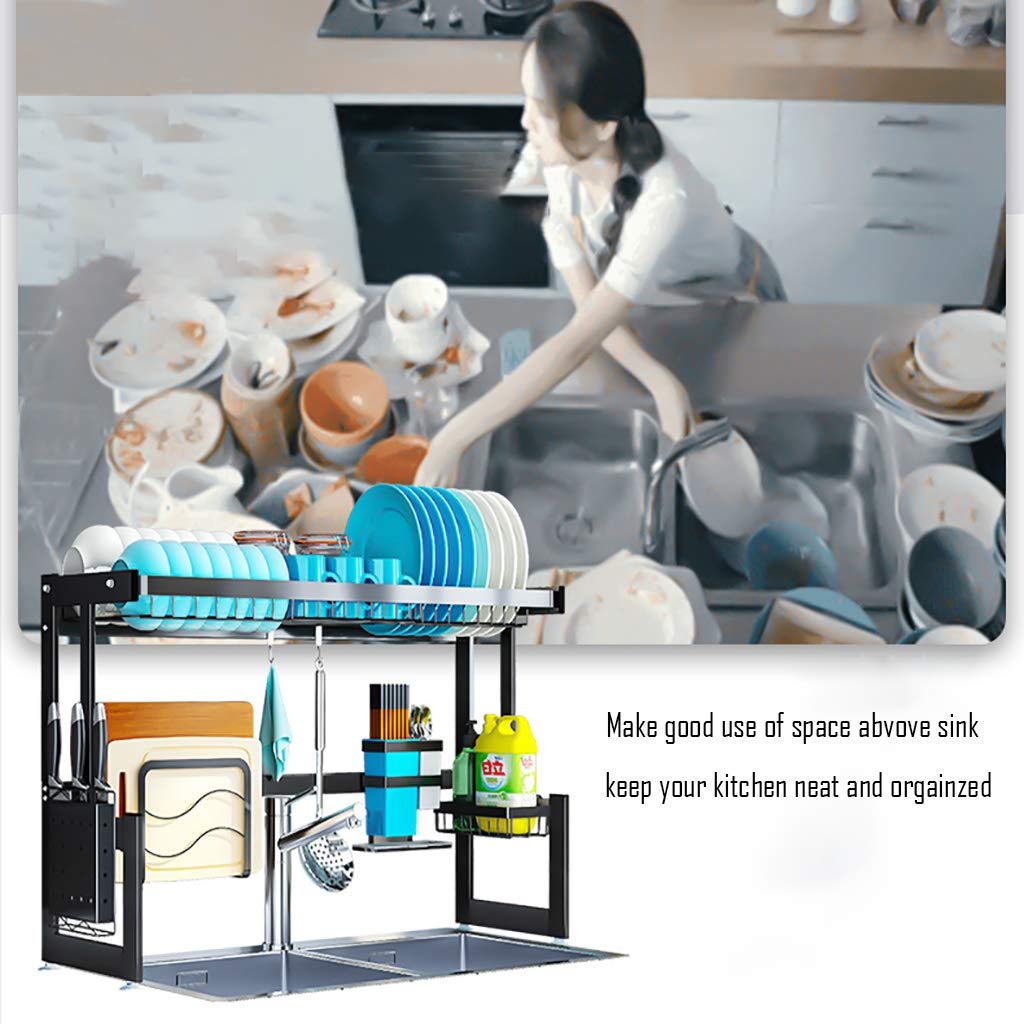 Genérico Escurreplatos de Acero Inoxidable: Organizador de Gran Capacidad para encimeras de Cocina, escurridor de Platos Negro para un Almacenamiento y Secado eficientes.