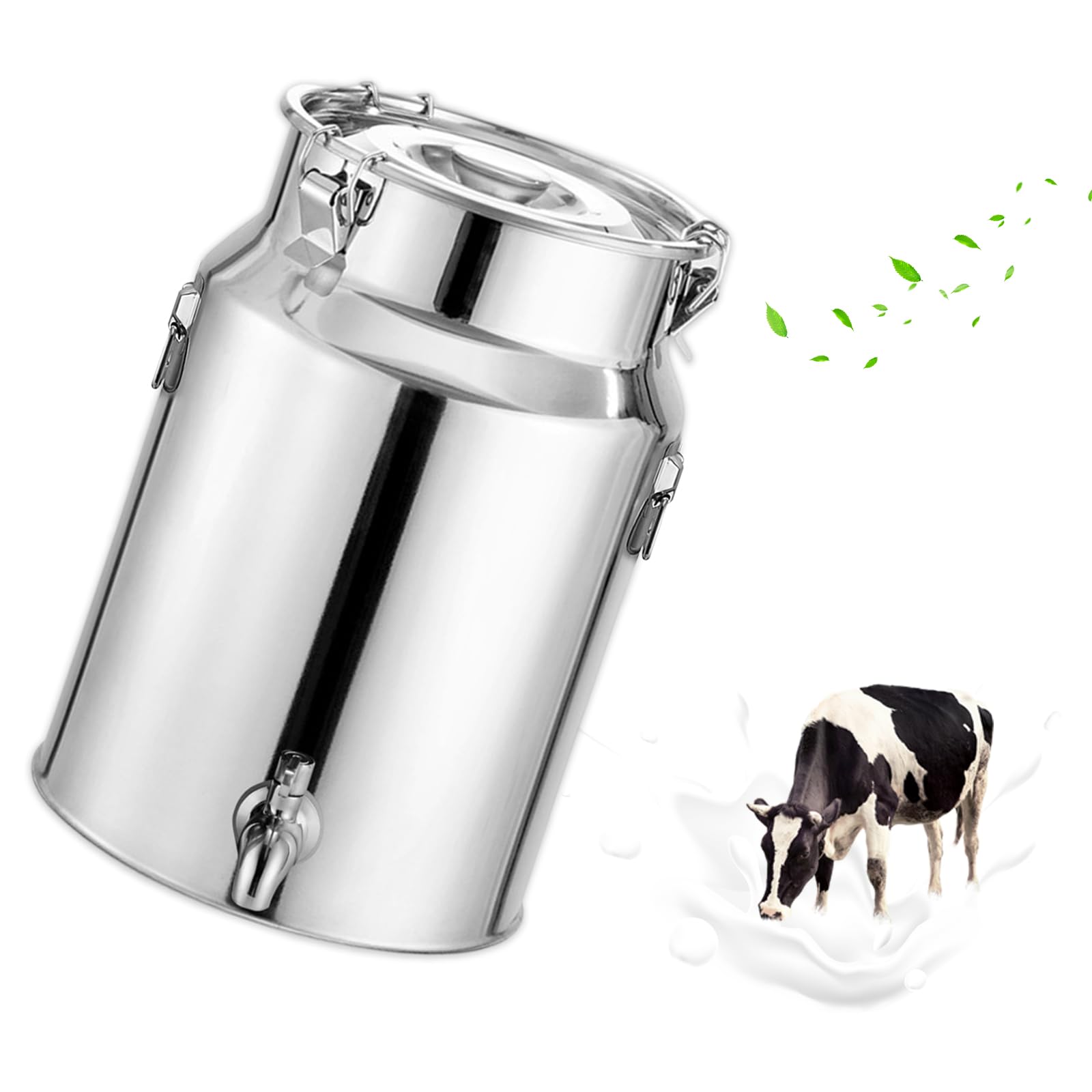 AYCDL Pail Milk Can Bucket,Heavy-Duty Jug Stainless Steel Bucket with Lid Transport Container Silicone-Sealed and Carrying Handle,28L,35L
