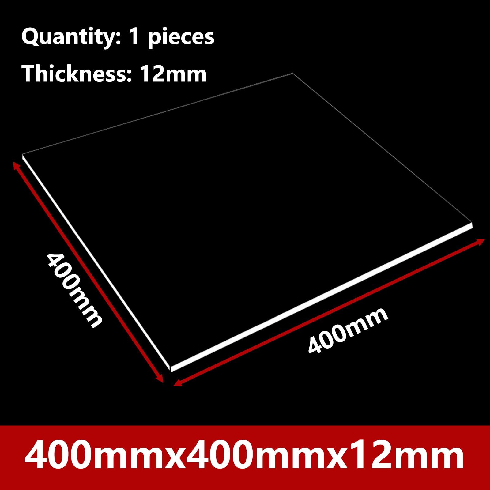 Lastra Acrilica Trasparente12 mm Pannello Plastica Leggero Resistente per Modellismo Arte Design Display Artigianato,400mmx400mmx12mm(1pcs)