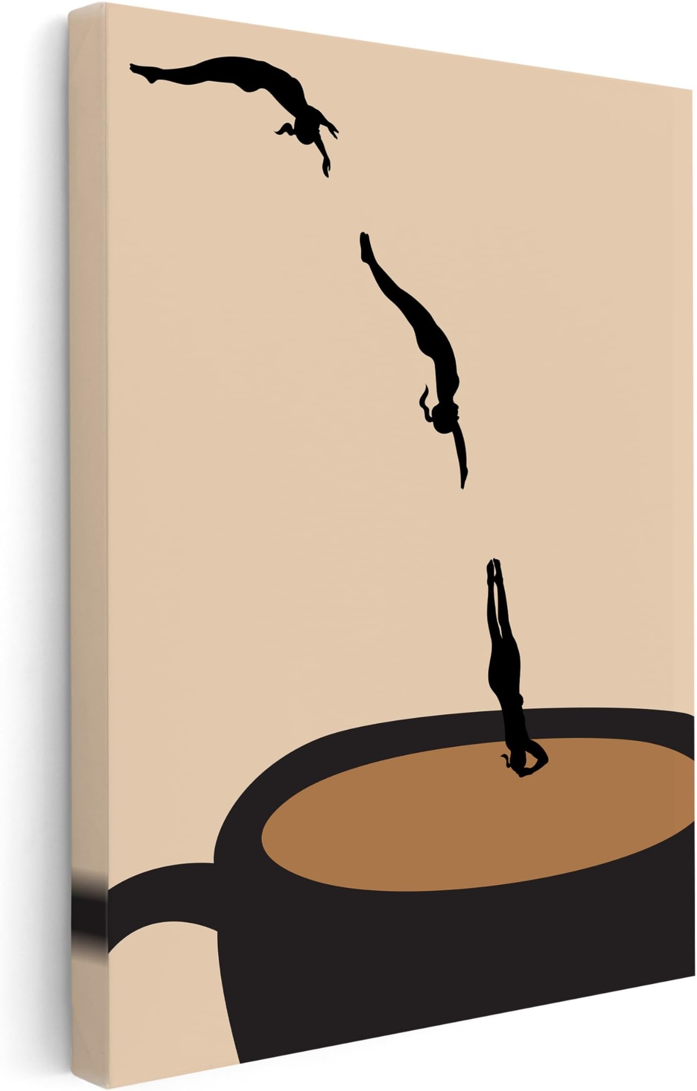 Poster Master Cafe Canvas - Dive into Coffee Print - Caffeine Diver & Espresso Art - Modern Housewarming Gift - Food & Drink Art - Coffeehouse or Kitchen Wall Decor - Available in 8x10 to 30x40