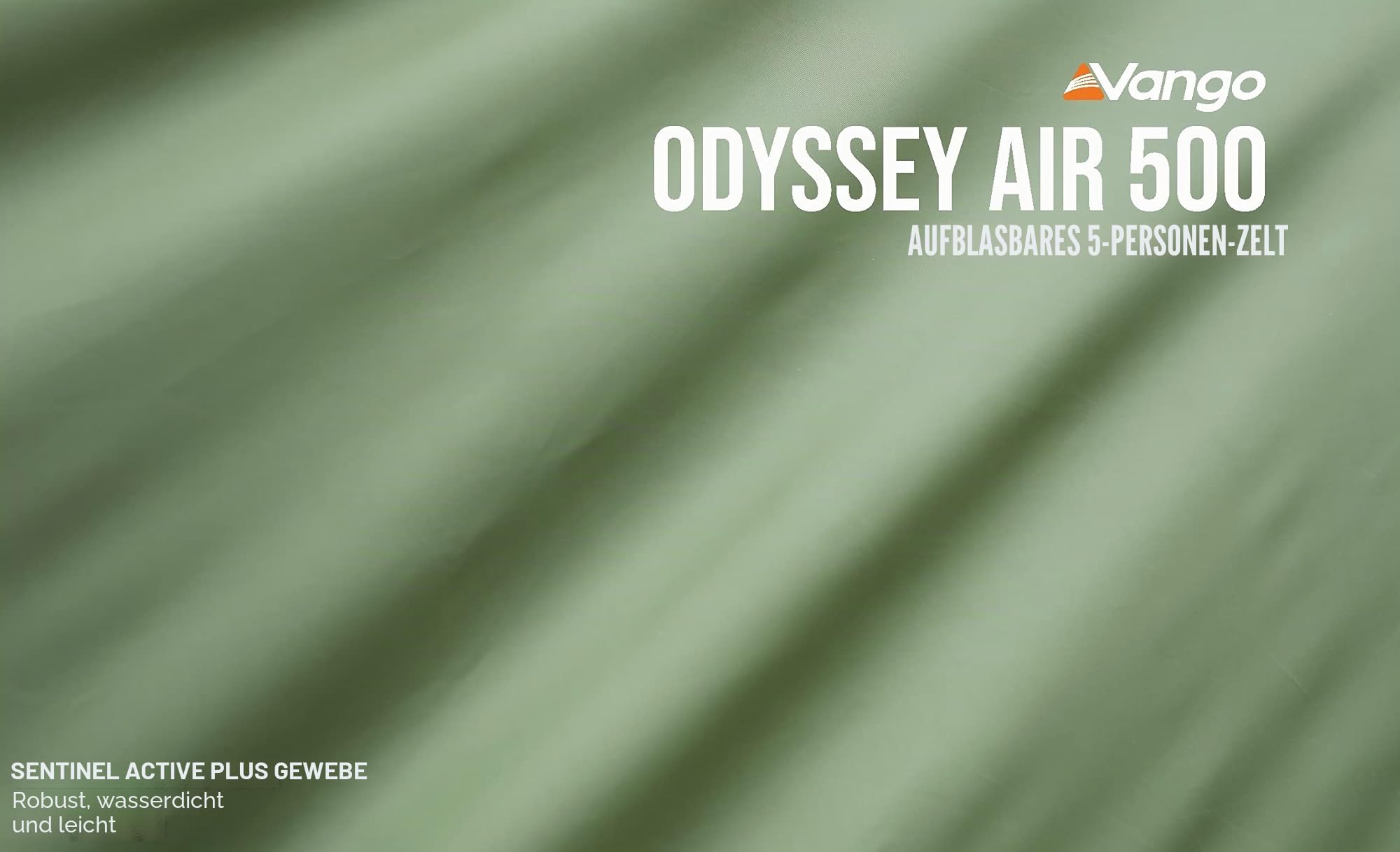 Vango Airbeam Odyssey Air 500 Villa Zelt 5-Personen-Aufblaszelt mit Pumpe, Sonnendach, einfaches Familiencamping, Epsomgrün
