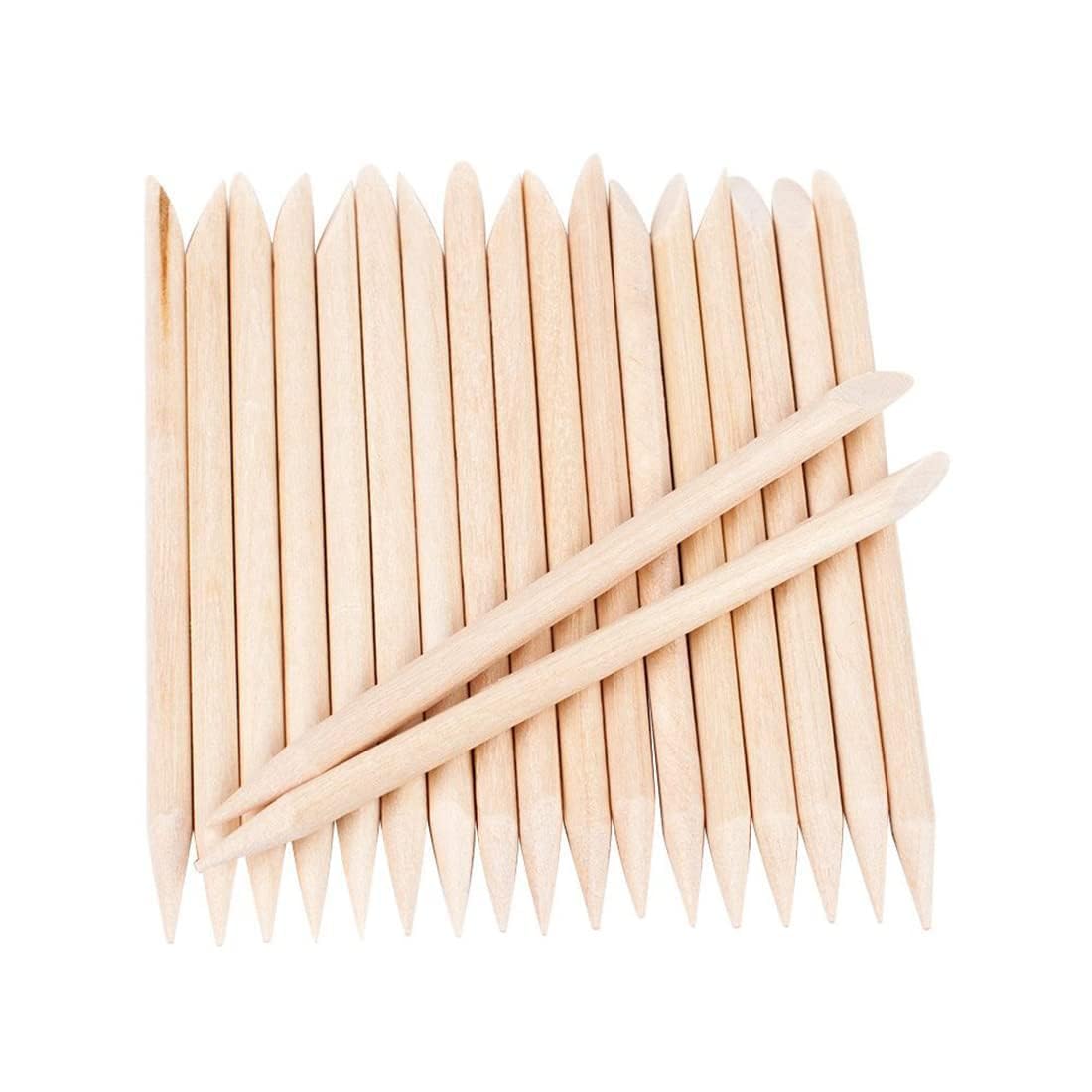 50 Pcs Orange Wood Nail Sticks | Double-Sided Cuticle Pusher & Remover Tool | Manicure & Pedicure Sticks for Nail Art, Eyebrow Waxing, Hair Removal & Beauty Care – Wooden Applicator Set-image-24