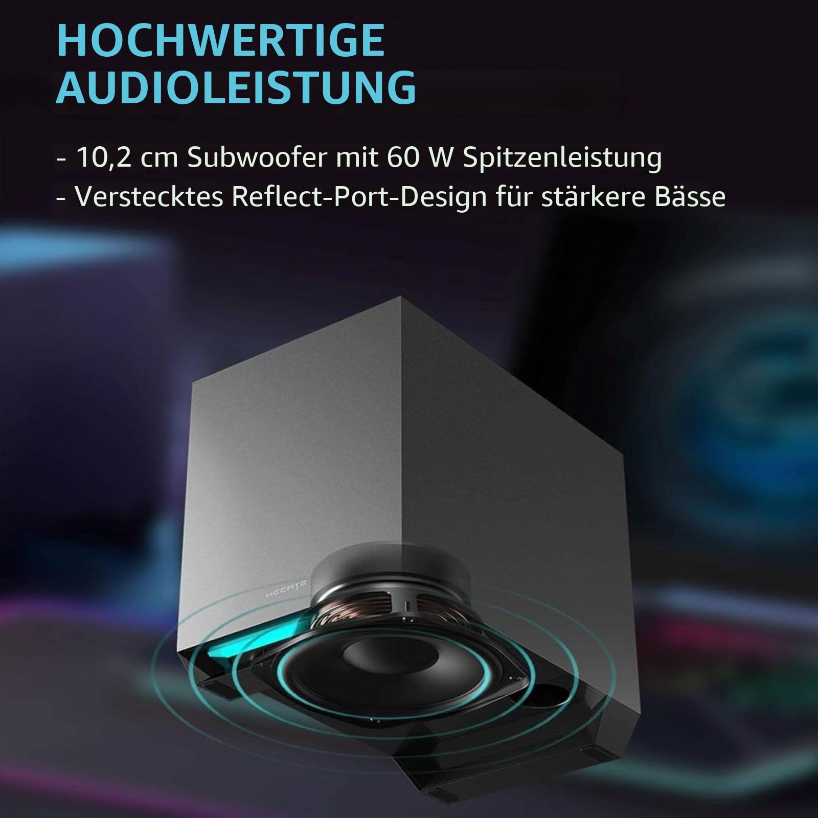 Edifier Hecate G1500 MAX 2.1 Computer-Lautsprecher-System, 60W Gaming-Lautsprecher mit Subwoofer Line Out, RGB-Licht, Bluetooth 5.3, USB, Typ-C, 3.5mm AUX-Eingang (Schwarz)
