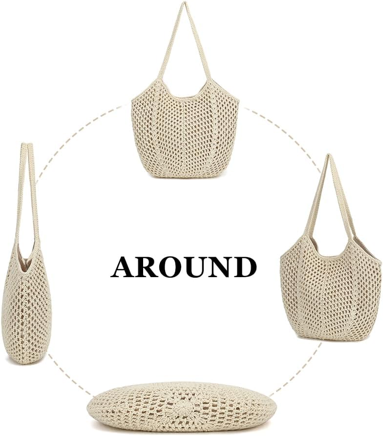 Bycobecy Crochet Tote Bag for Women Soft Summer Purse Beach Tote Bag Cute Handbag for Vacation, Work & Pool