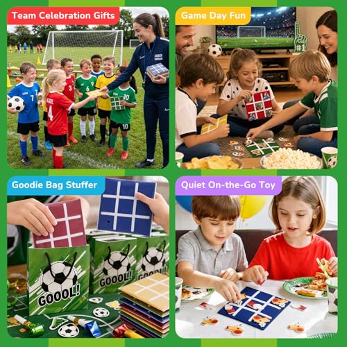Image of JoyCat 30 Pack Soccer Tic Tac Toe Party Favors, Felt Travel Games