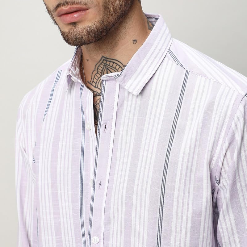 Image of CAHOOT Men's Shirt for Casual Wear |Regular Fit | Cotton Spread Collar Shirt Crafted with Regular Sleeve, Comfort Fit & High-Performance for Everyday Wear