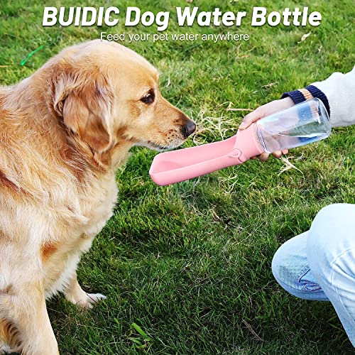 Buidic Foldable Portable Dog Water Bottle Dispenser 【Rugged & Dishwasher Safe】 Pet Water Bottle For Dogs 【Double Leak Proof】 Dog Travel Water Bottle For Walking Outdoor Hiking Travel 19Oz Pink #TOP6