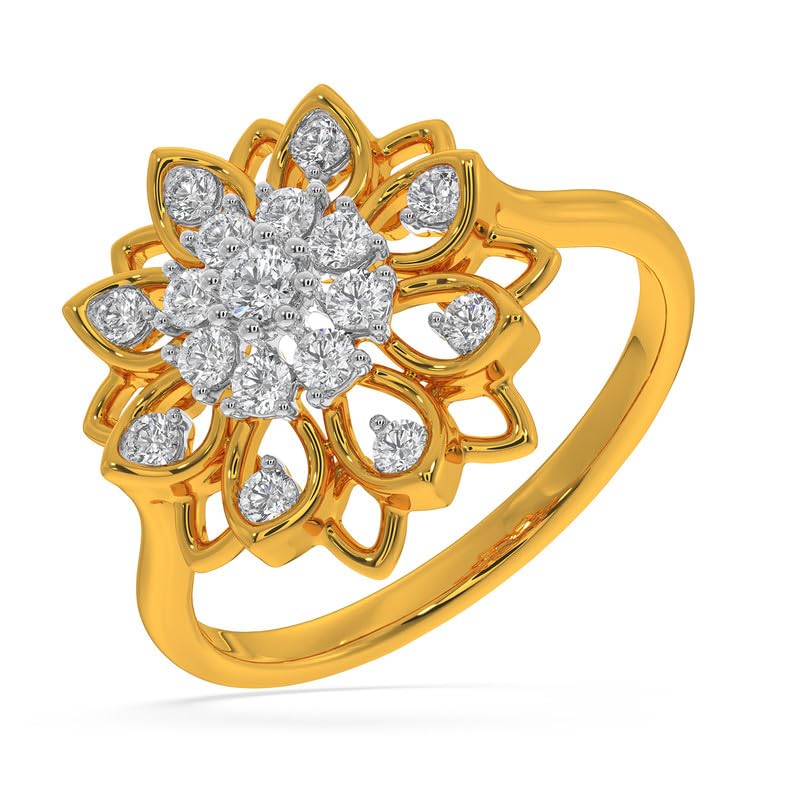 Image of KISNA 14k / 18k Real Gold & Diamond Ring | Diwali, Rakhi Rakshabandhan Gift for Sister /Bhabhi /Women | With Certificate of Authenticity & BIS-Hallmarked Gold Jewellery | Lilian Ring
