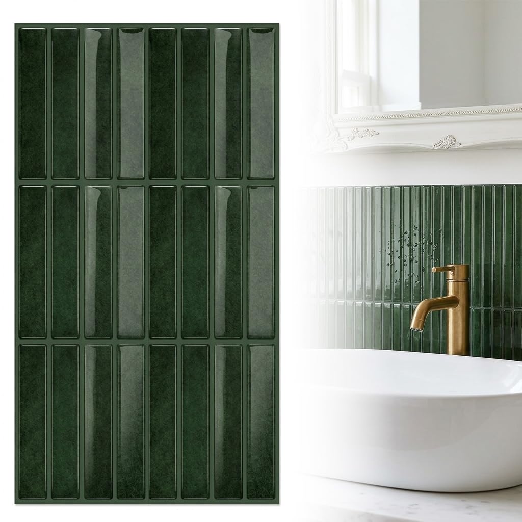 HASTHIP 10 Sheets Peel and Stick Backsplash Tiles, Green