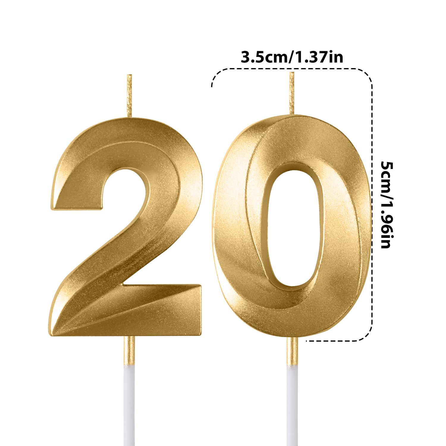 Bougies d'anniversaire chiffres 18 20 30 40 50 60 70 diamant 3D paillettes doré pour gâteau