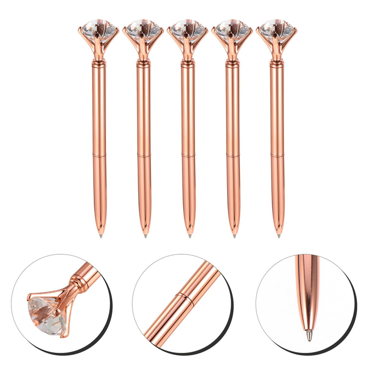 NUOBESTY 5 Ensembles Stylo À Bille Diamant Stylos À Bille s Noirs Effaçables Noirs Gel Strass Jolis À Pointe Fine Marqueurs À Craie Flair 5 pièces * 5