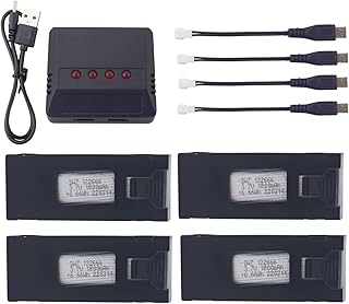 sea jump 4PCS 3.7V 1800mah Lithium Battery with 4in1 Charger for E88 E88PRO E88MAX E525 E99 E99PRO P1 P5PRO K3 S1 P8 RC Four-axis Aircraft Accessories UAV Spare Lithium Battery
