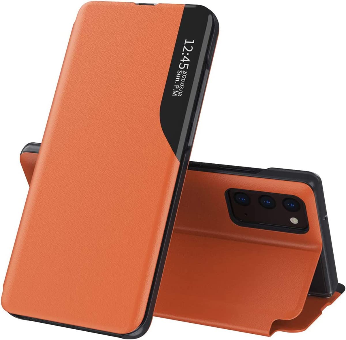 TEYYOS Smart Clear View Cover Per Xiaomi Poco F5 5G - Custodia Con Finestra Intelligente, Supporto Pieghevole, Ecopelle Blu