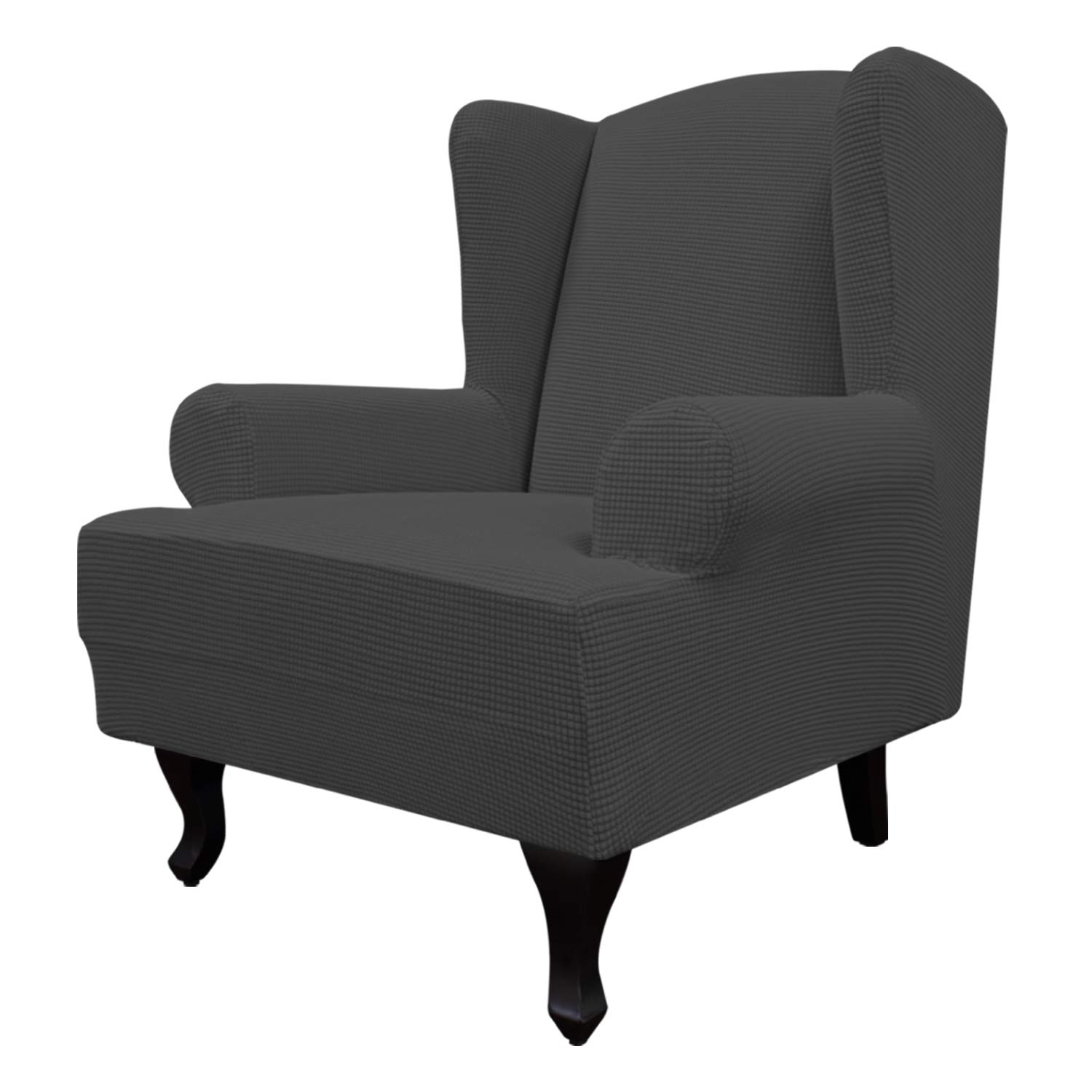 Easy-Going Stretch Large Wingback Chair Sofa Slipcover Dark Gray
