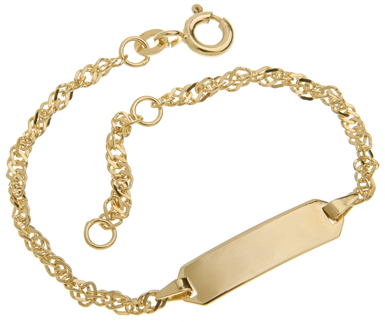 Bracciale da donna in oro giallo 18 kt con sfere in oro lapidate e quadrati da 2 mm, lunghezza 19 cm, peso 3,90 g in oro 18 carati