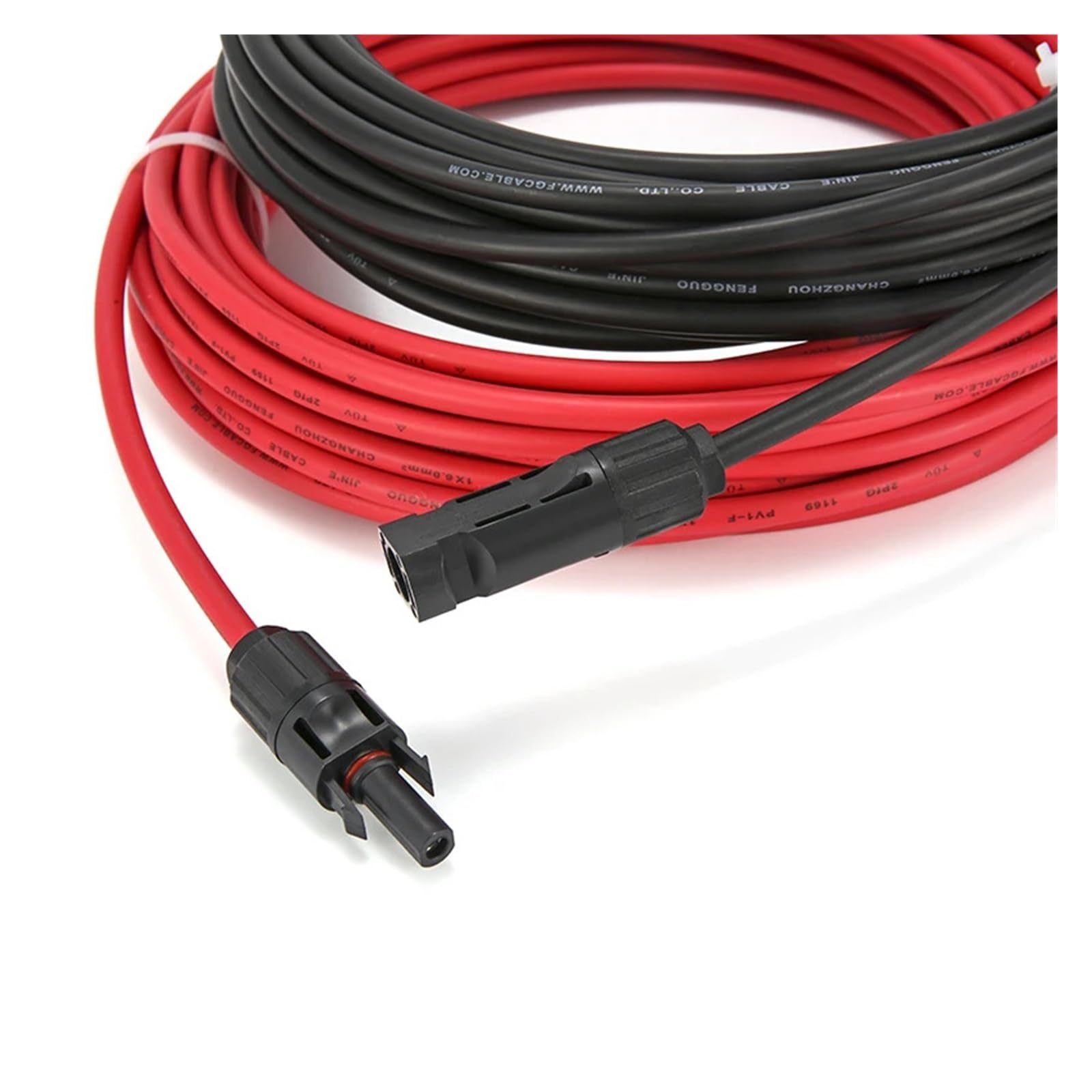 Conector Solar de Cable fotovoltaico de CC Macho y Hembra, 1000 V, 30 A, Conectores de Panel for PVMC con 2,5/4/6 mm², 1 par con 4 Juntas(10 AWG-6mm2,10m Black 10m Red)