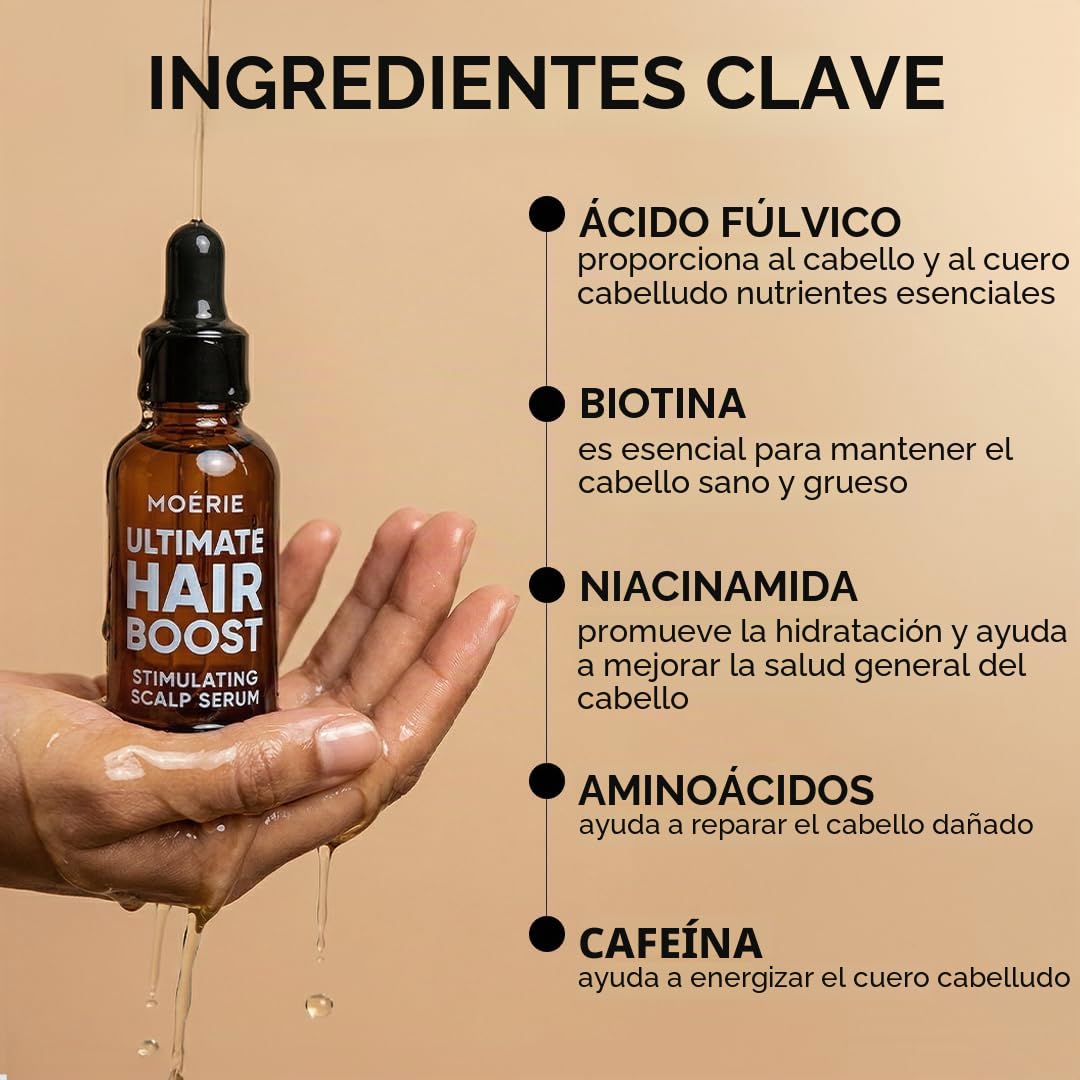 MOERIE serum anticaída y serum crecimiento cabello - Tratamiento anticaída para el cabello delgado - Alternativa al hair oil y el aceite capilar para crecimiento cabello - efectivo y natural - 50ml