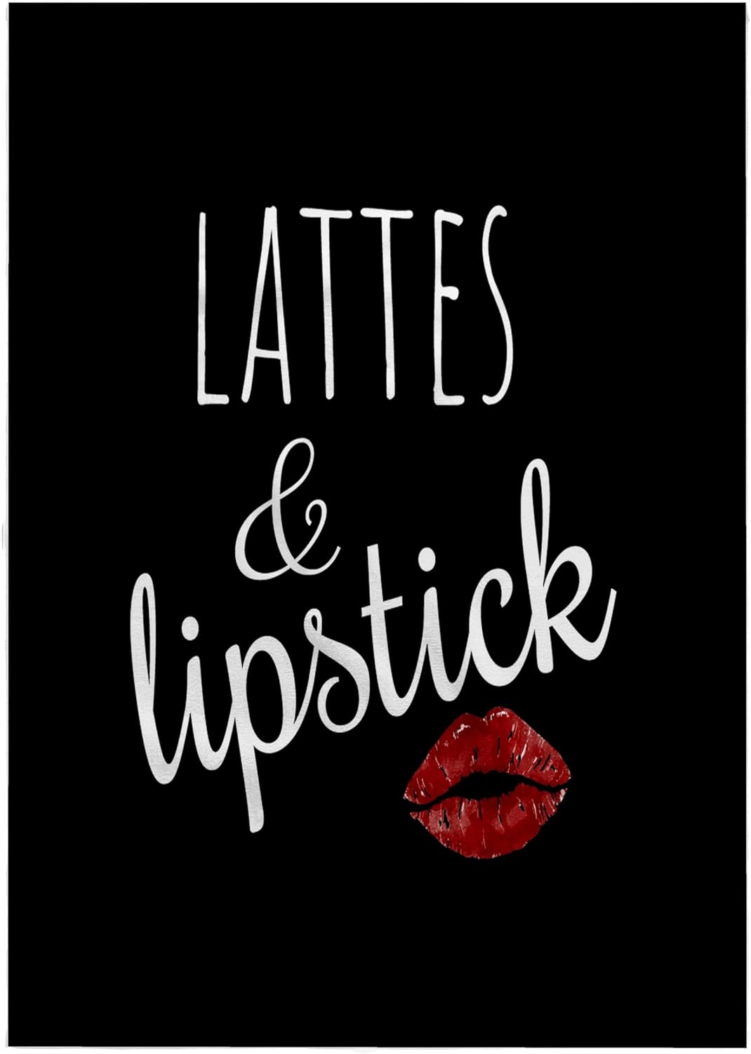 3dRose Lattes and Lipstick with a red kiss. White Lettering on Black. 22x30 Bath Hand Pool Towel