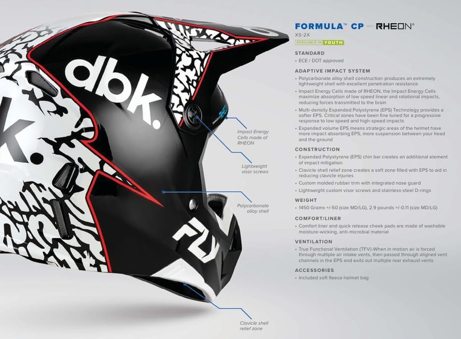 Miniatura 6 de FLY Racing Formula CP Seal MX - Casco aprobado por ECEDOT, carcasa de policarbonato ligero, equipo de protección avanzada para motocross