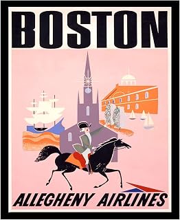 HSCFWYLN Canvas Painting Poster and Print Boston Travel Poster Allegheny Airlines Bedroom and Kitchen Office Wall Decoration 8x12inch