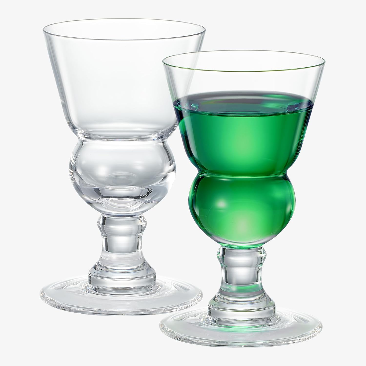 Vintage Crystal Absinthe Glasses Set | 7 oz by The Wine Savant - Stemmed Classic with Swiss Bubble Reservoir, Ideal for Tasting, Nosing & Sipping Absinthe, Sambuca, Raki, Pastis, Ouzo, Green Fairy