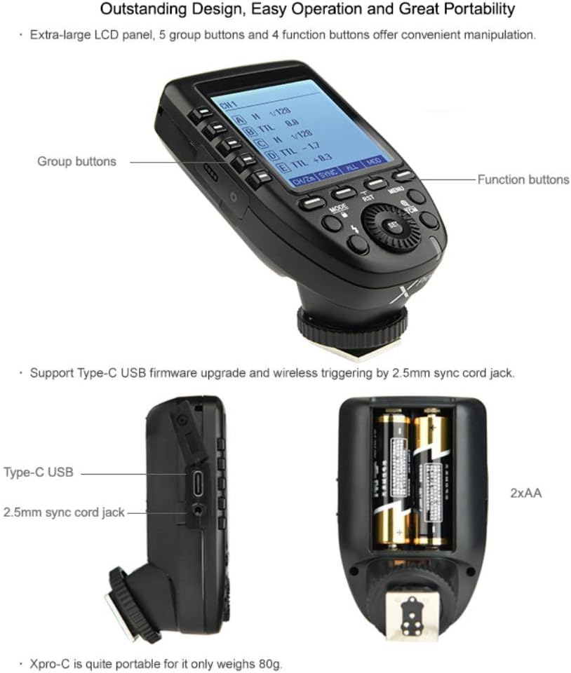 Godox XPro TTL Wireless Trigger,1/8000s High-Speed-Sync,5 Dedicated Group Bottons and 11 Customizable Functions (XPro-S Compatible with Sony)