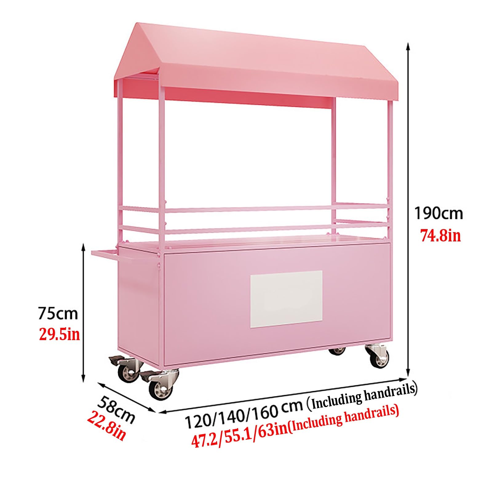 Carrello Vendita Mobile Professionale Con Tettoia,Rimorchio Food Truck Per Street Food,Ruote Girevoli,Per Eventi,Feste E Catering Esterno(Yellow,120cm/47.2in)