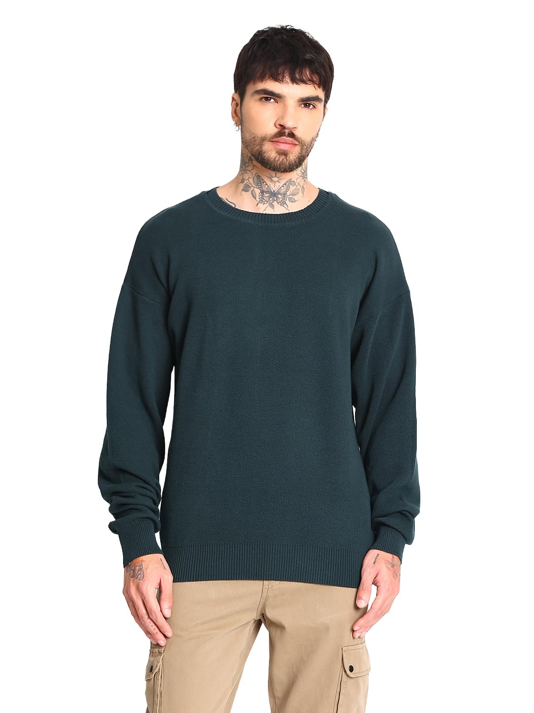 amazon brand - inkast Men's Solid Polyester Sweater | Round Neck | Full Sleeves | Regular Fit | (KOMEF1044R-FK0081-C466_Green_M)-picture-36
