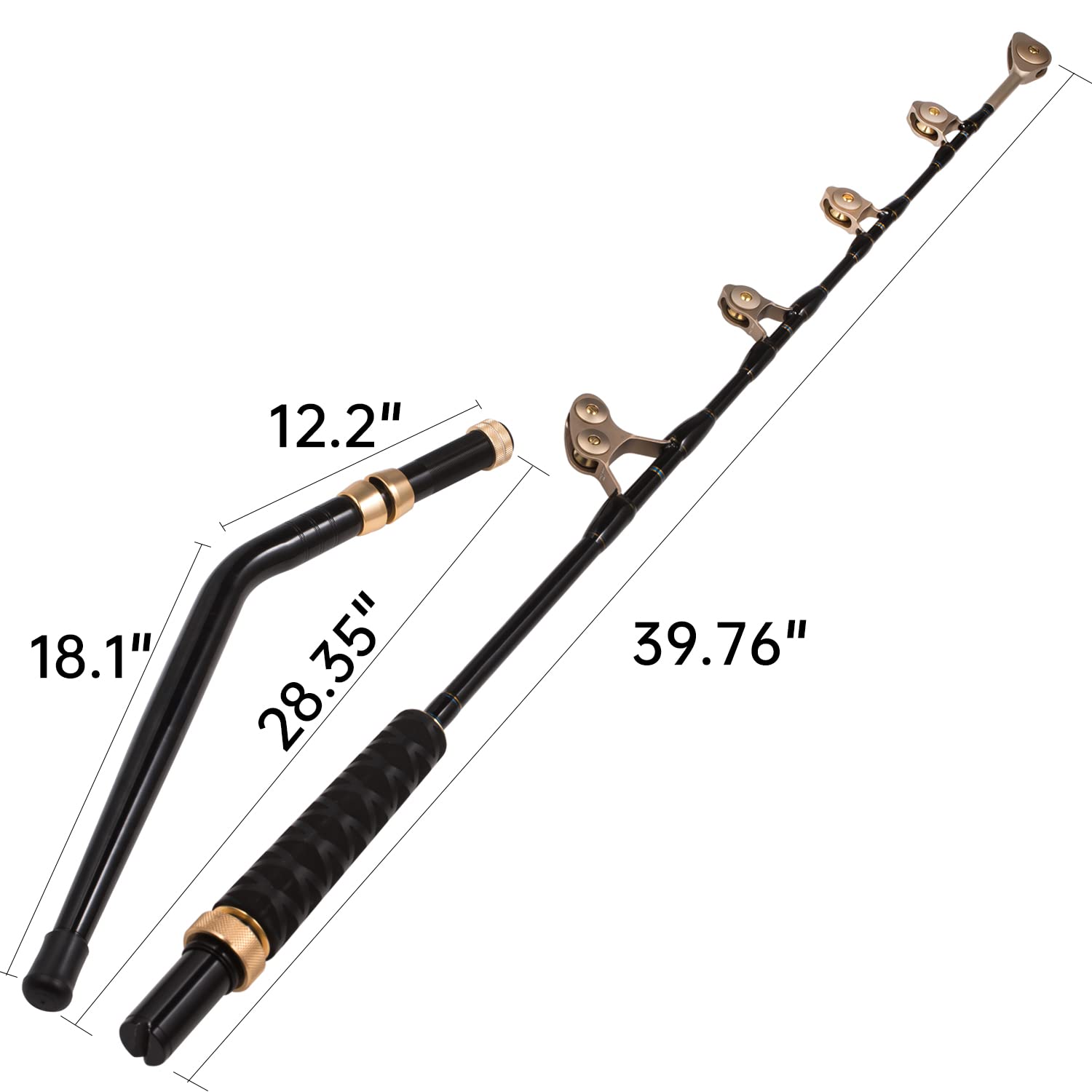 Amazon.com : BERRYPRO Bent/Straight Butt Trolling Rod 1-Piece / 2-Piece  Saltwater Offshore Fishing Rod Big Game Roller Rod Conventional Boat  Fishing Pole (Bent Butt - Roller Guide - Length 5'6''-2pc (80-150lbs)) :