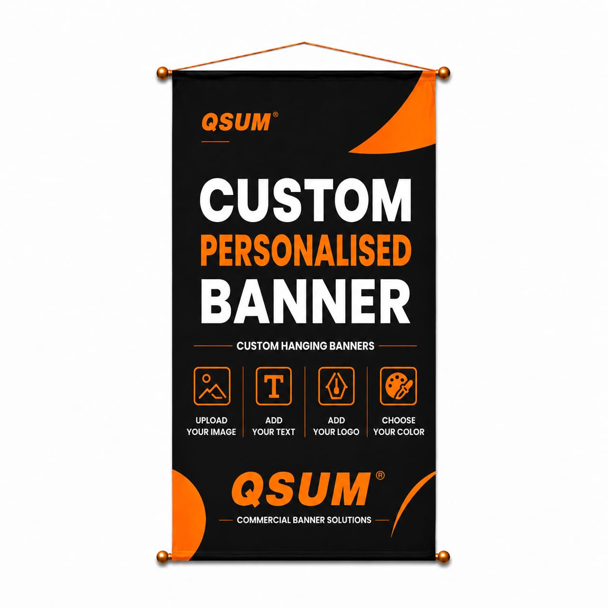 Drapeau personnalisé recto-verso 66x99 cm avec logo photo pour salons et marques