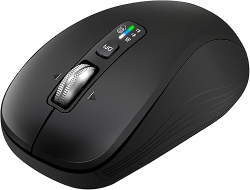 Mouse inalámbrico con 2 Bluetooth y 1 USB, desplazamiento de 4 vías, mouse de tamaño completo, silencioso, batería de larga duración, velocidad de