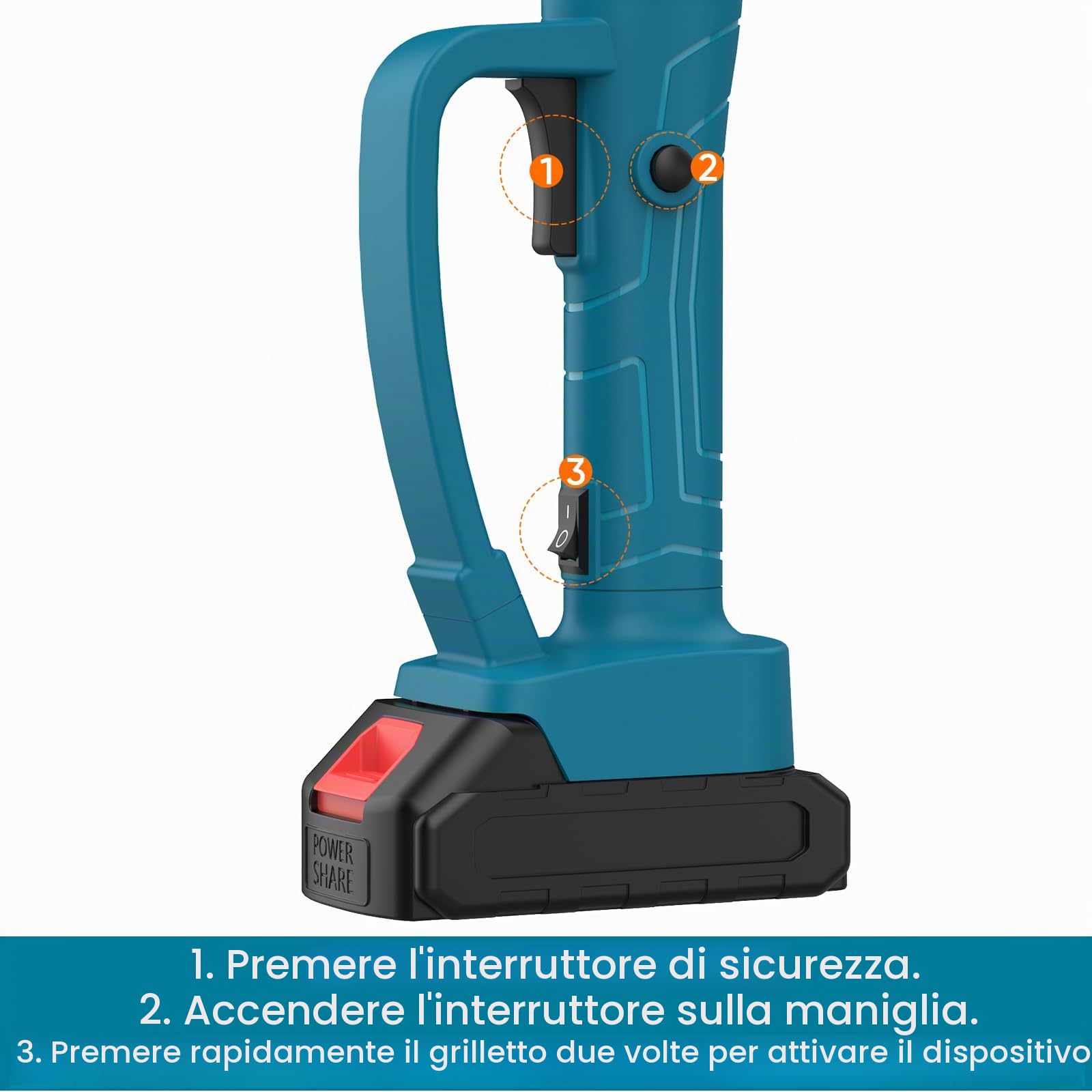Eznaobo Asta Telescopica Per Potatura a Batteria, Di Prolunga Da , Batteria Makita 18 V, Funzione Rotazione 180 (senza Batteria), 2 M, M