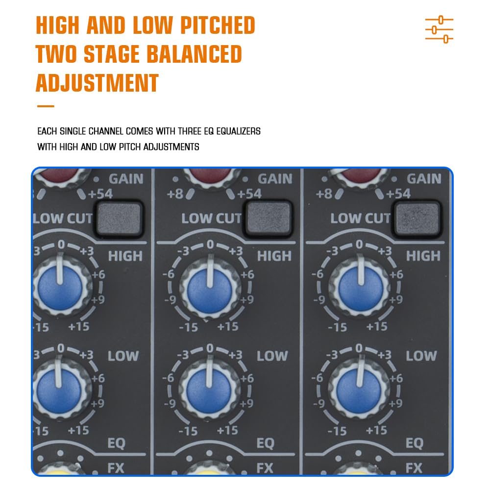 Table de mixage professionnelle A-Series pour enregistrement de musique de karaoké DJ avec clé USB pour entrée d'enregistrement d'ordinateur, prise microphone XLR, puissance 48 V, sortie RCA
