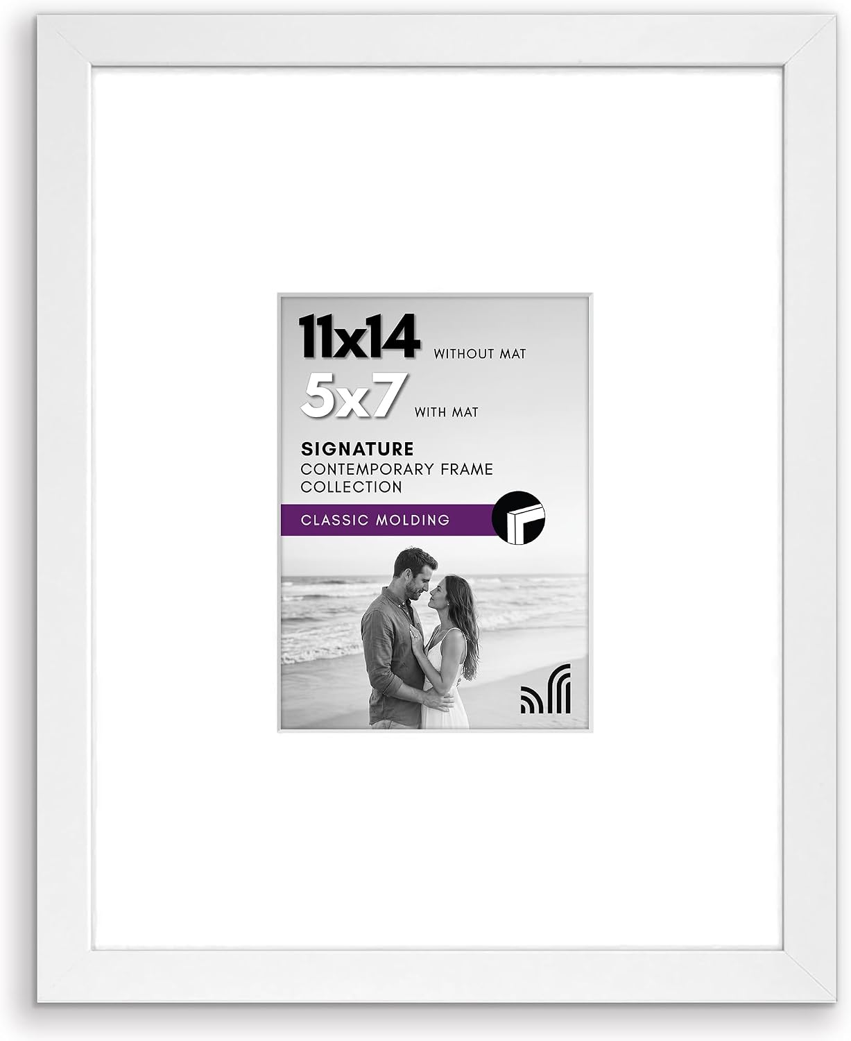 Americanflat 11x14 Picture Frame with Shatter-Resistant Glass - Use as 5x7 Frame with Mat or Display 11x14 Photo Without Mat - Signature Collection - Picture Frames for Wall Display - Walnut