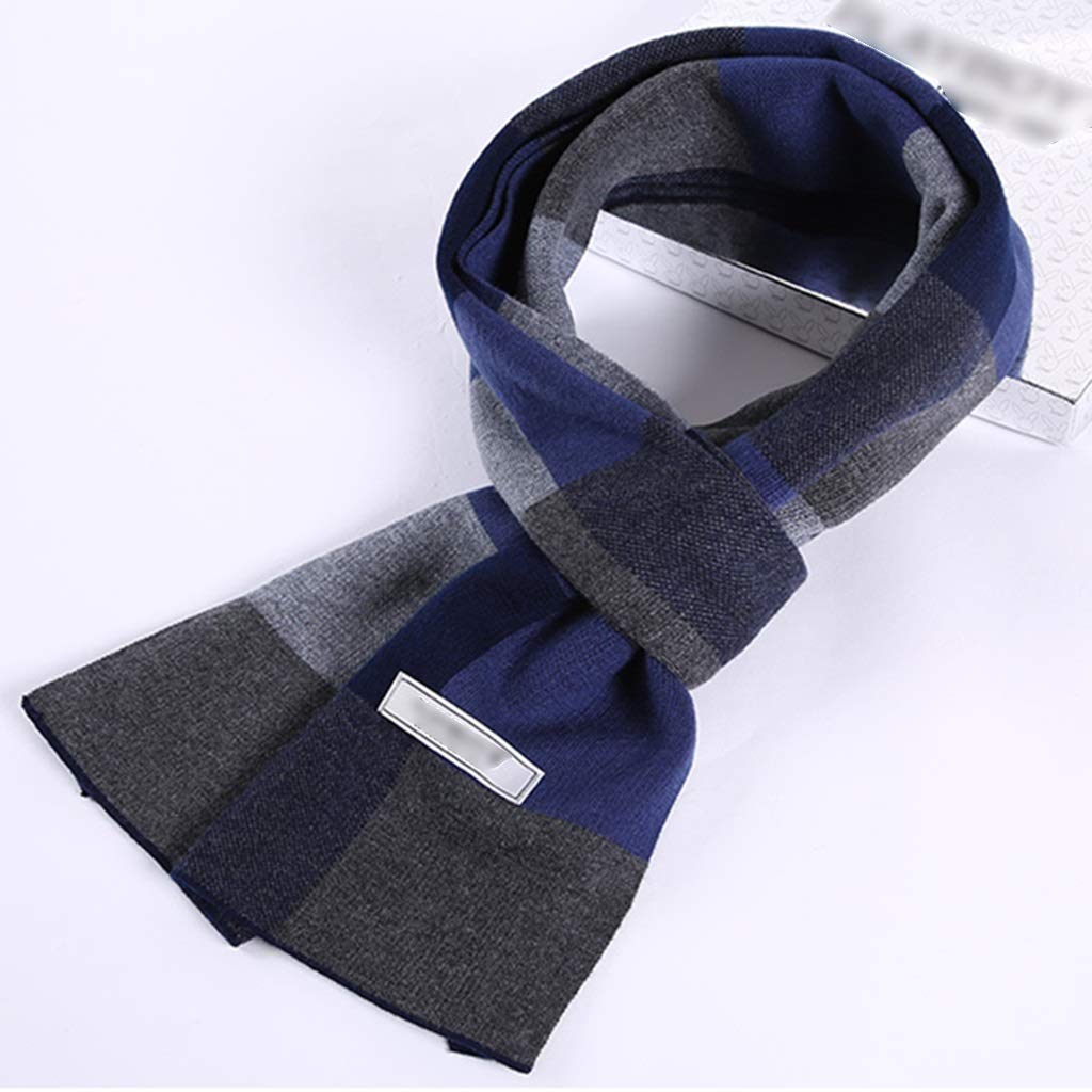Sciarpa Uomo Sciarpa Uomo Invernale Grande,Sciarpa da Uomo Calda alla Moda in Autunno E Inverno, Sciarpa in Misto Lana Spessa, Morbida Sciarpa A Righe Lavorata A Maglia