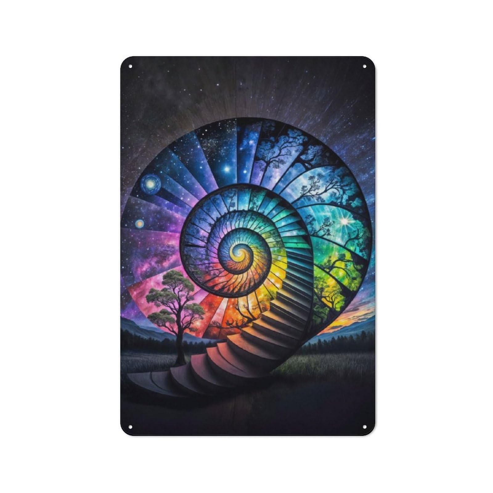 Spiral Time Rustic Metal Wall Decor 30x20cm, Decorative Tin Plaque for Pub, Home Bar, Shed Or Man Cave
