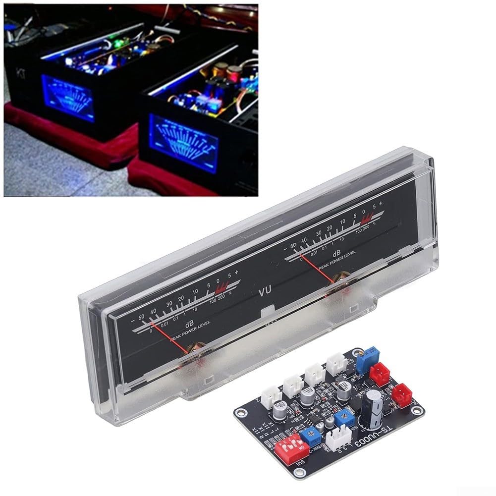 Medidor de volumen con kit de placa de conductor, medidor de base de datos de ajuste de potencia con indicador de nivel de audio, control de oscilación de aguja de brillo ajustable para estudio de