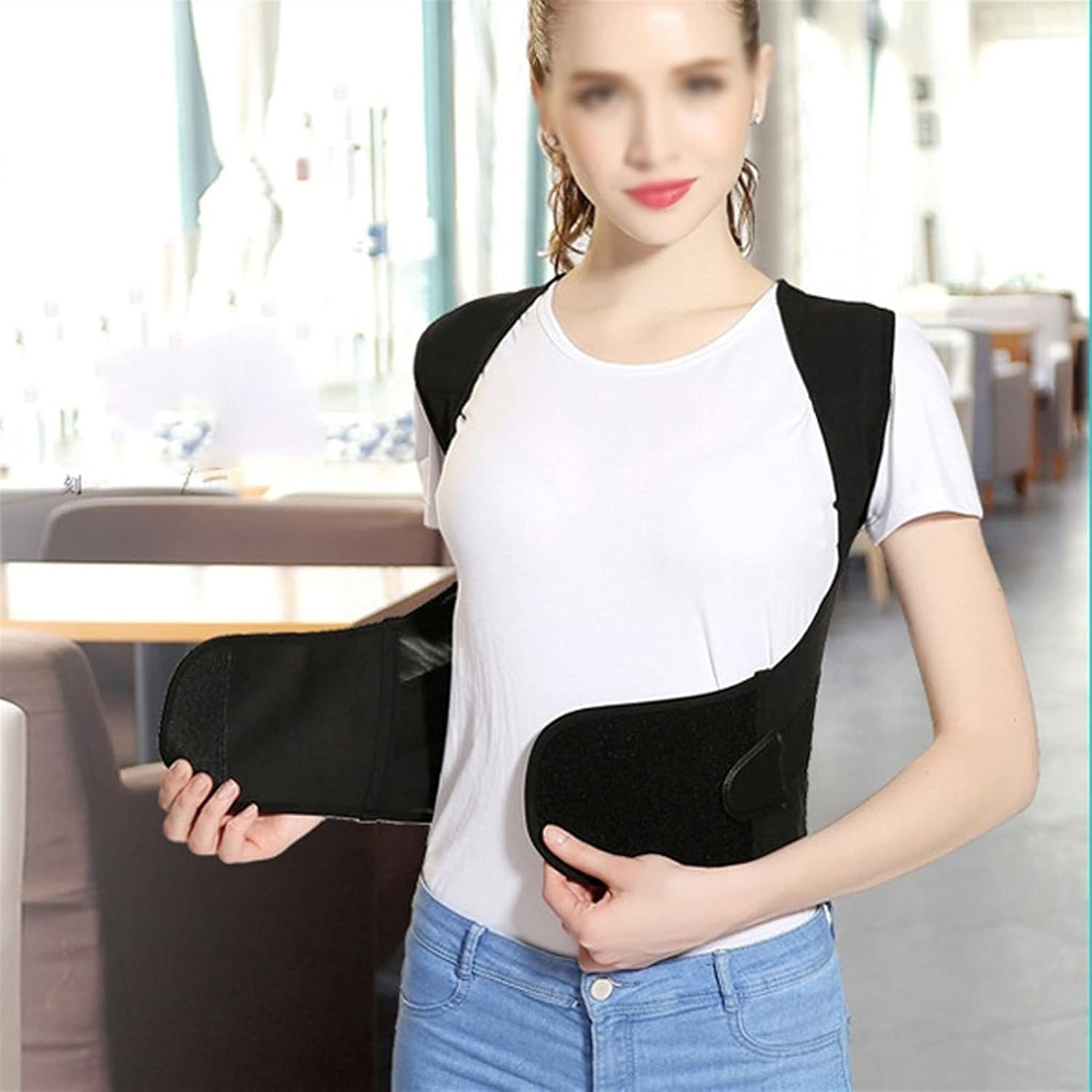 Posture Corrector for Men and Women - Adjustable Full Back Support Brace for Clavicle Support and Providing Pain Relief for Neck Back and Shoulder (Color : Black Size : X-Large) (Black SMA