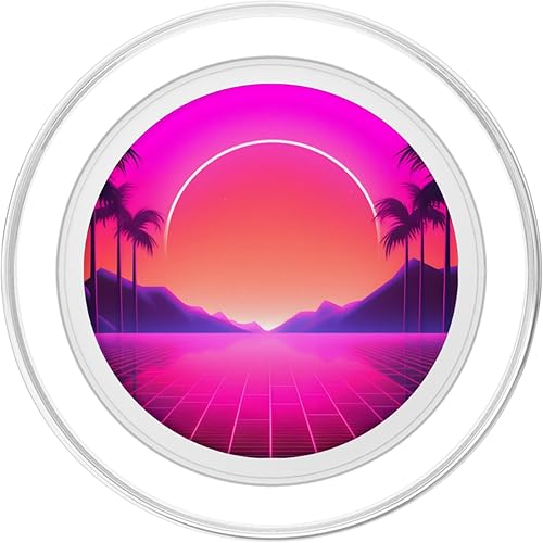 Miniatura 2 de Retrowave 80s Vaporwave Synthwave Sunrise PopSockets MagSafe PopGrip para iPhone