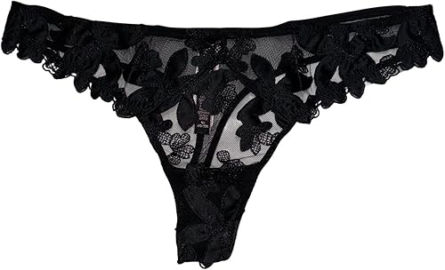 Victorias Secret Tanga bordada floral color negro talla M Negro -